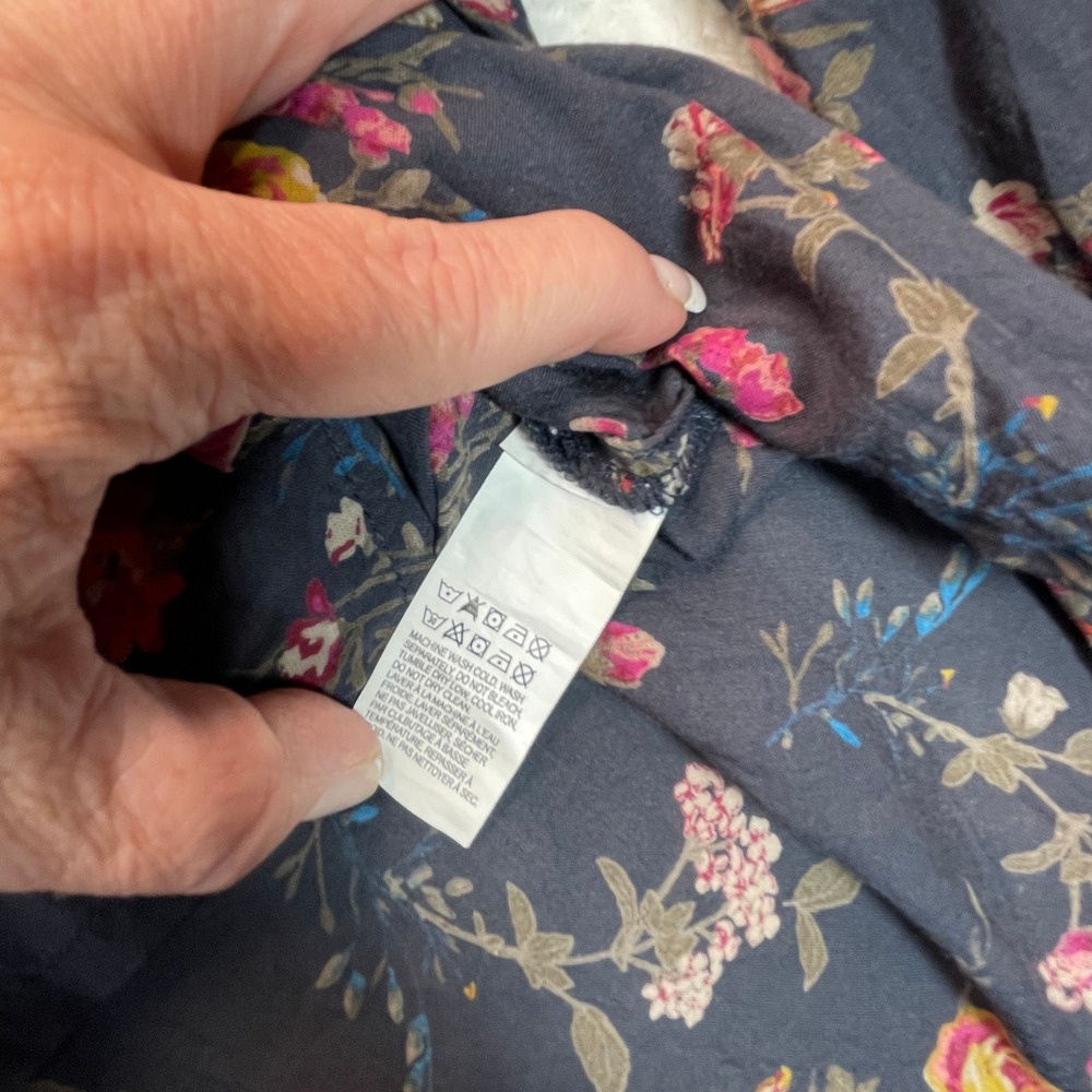 Lucky Brand Women L Top Prairie Boho Rodeo Floral Art Cottagecore Goblin Peasant - Picture 9 of 12